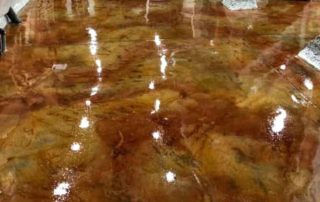 Brown acid stained concrete floor